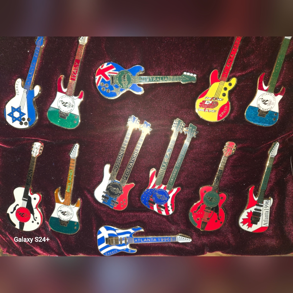 Rare Mint Condition Guitar (12 Pins) Collectibles From 1996 ATL Olympics.